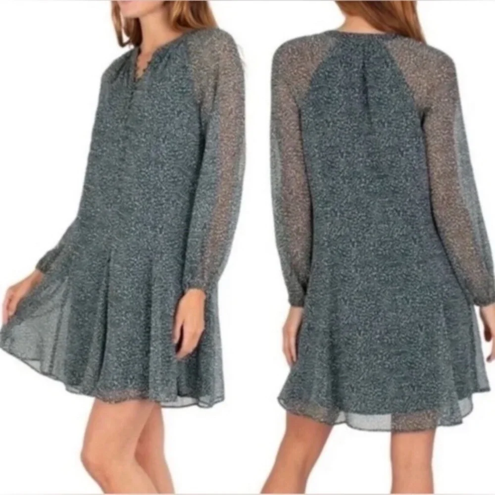 Joie Balloon Sleeve Dress in Green Arctic Animal Print​ - Picture 3 of 8